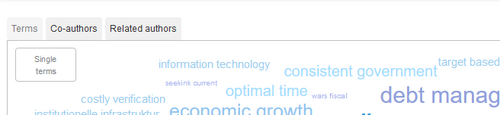 Screenshot of EconBiz Author Profiles showing the Co-authors and the Related authors tab
